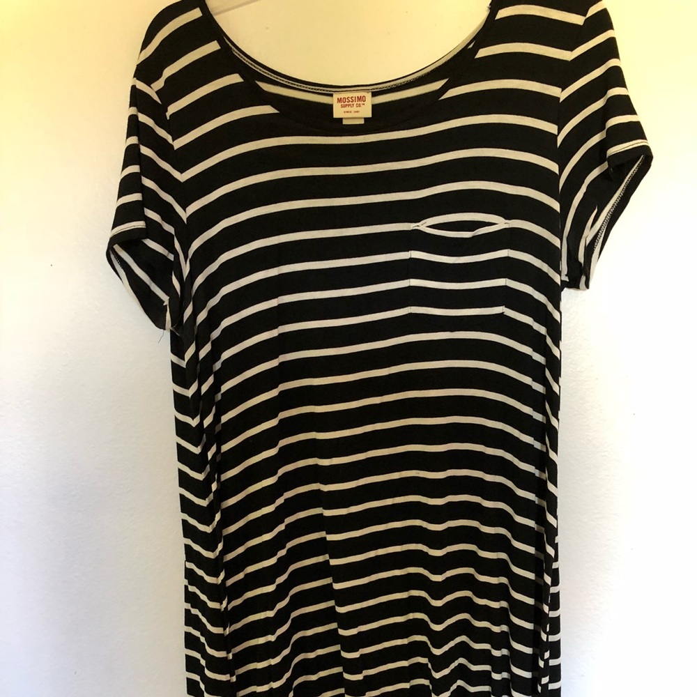 Black and White Striped T-Shirt Dress